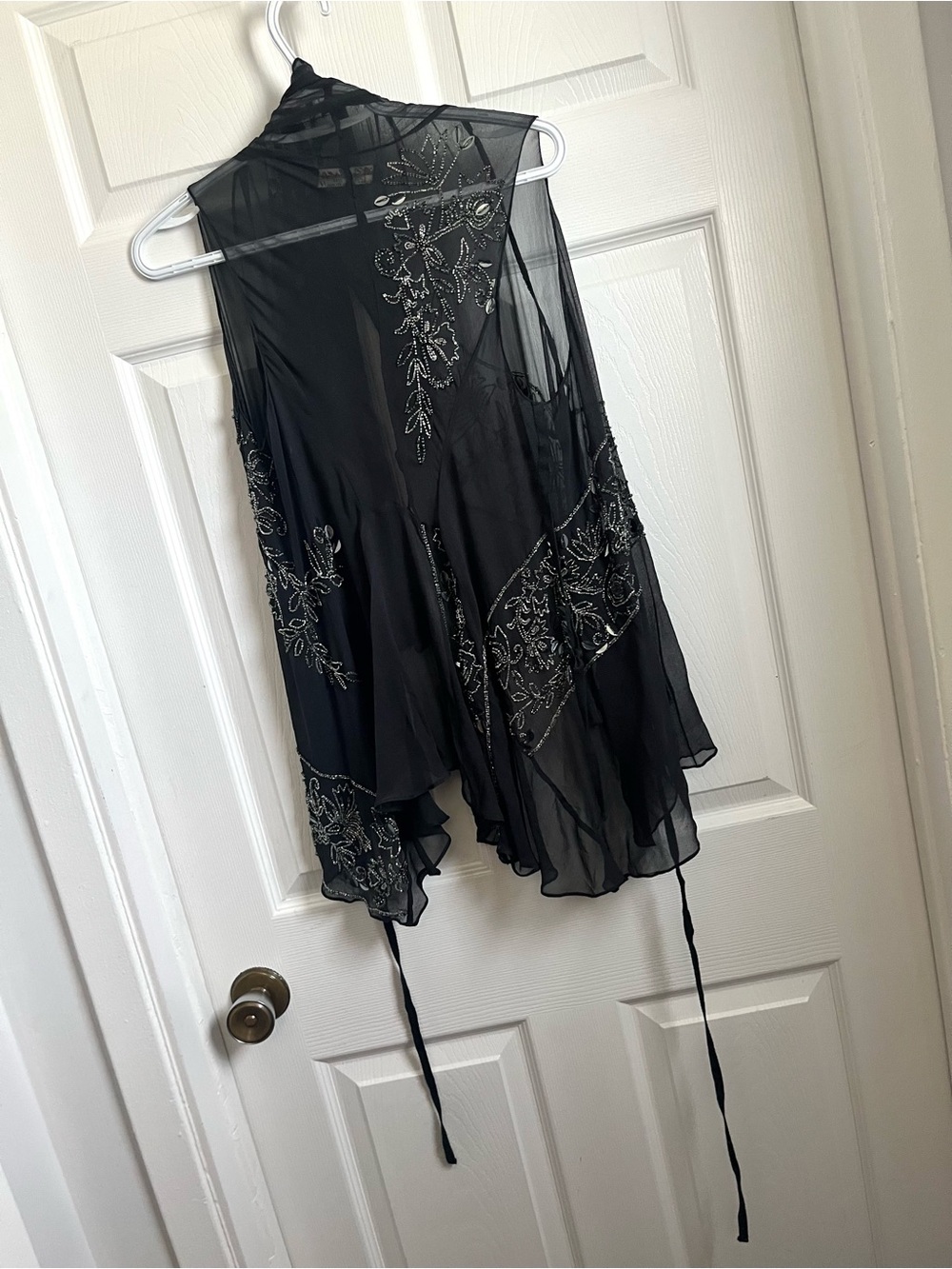 All Saints Spitalfields Silk Vintage 14 Large Cover Up Top Wrap Vest Embroidered - Picture 5 of 12